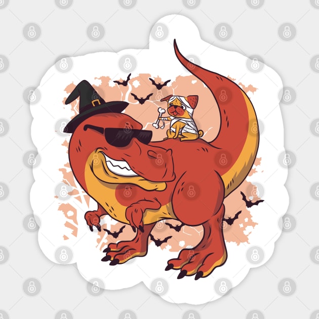 Pug and Dino Halloween Sticker by madeinchorley